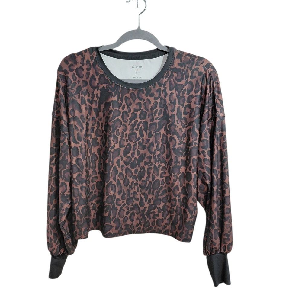 Johnny Was Brown Leopard Print Sweatshirt